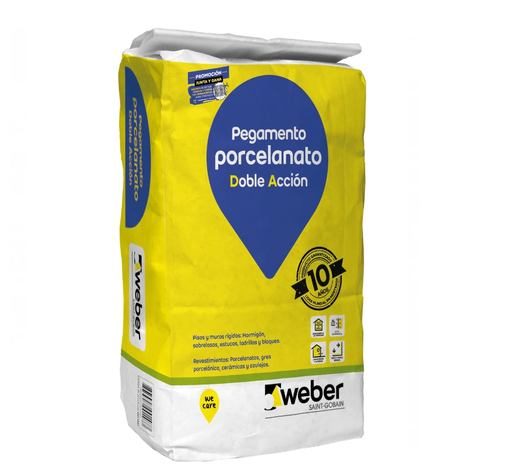 Pegamento Porcelanato Doble Acción DA Weber 25 kgs.